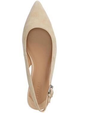 Lauren Ralph Lauren Londyn Kidsuede Slingback Flats Beige Suede Size 7 BNIB